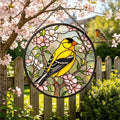 Goldfinch Cherry Blossom Glass Suncatcher