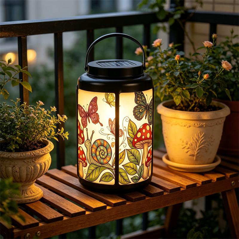 Butterfly Snail and Mushroom Solar Lantern
