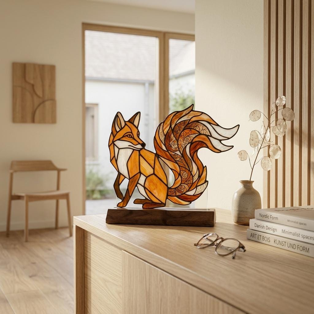 Spiral-Tail Fox Glass Decor