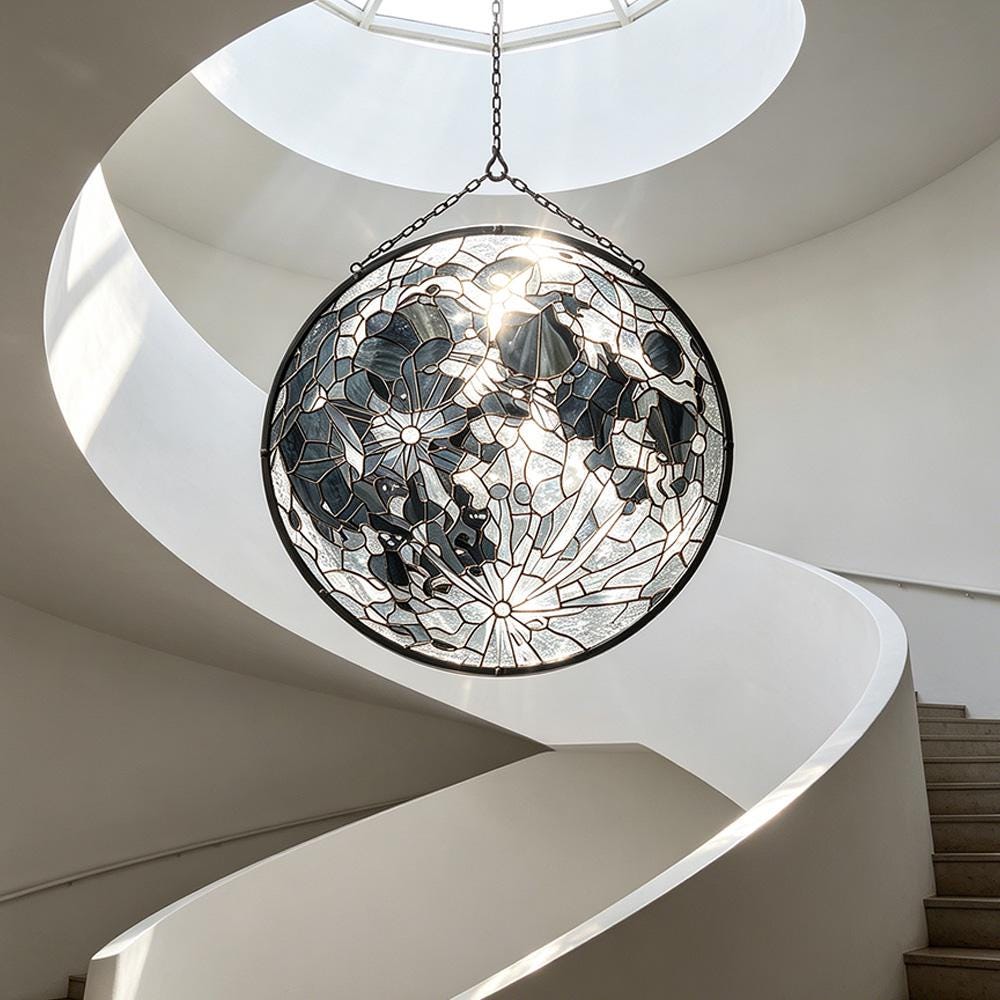 Round Floral Glass Art