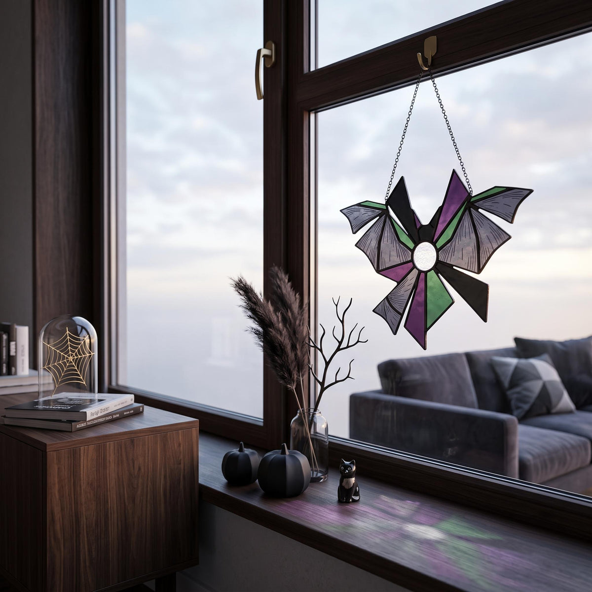 Deconstructed Bat Glass Suncatcher