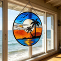 Palm Sunset Glass Suncatcher