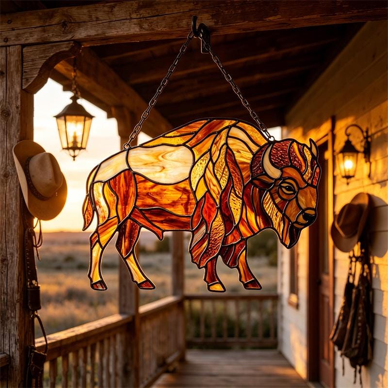 Bison Glass Suncatcher