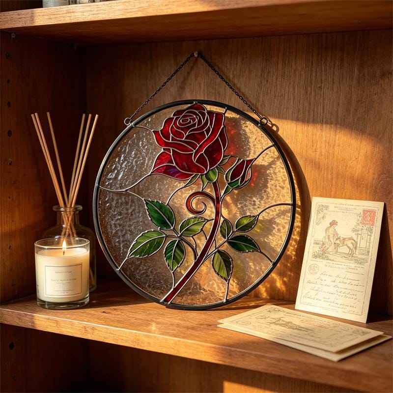 Rose Glass Wall Hanging