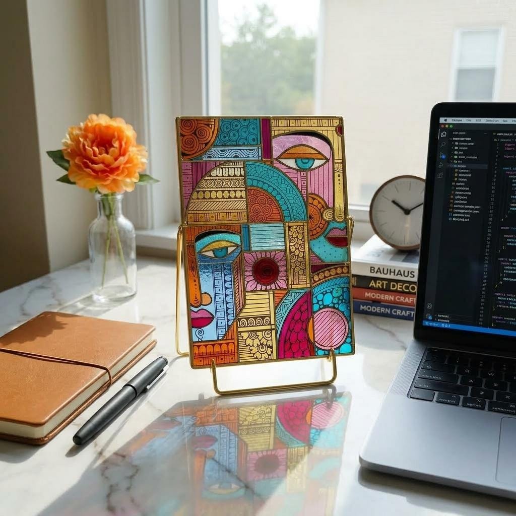 Cubist Portrait Glass Decor