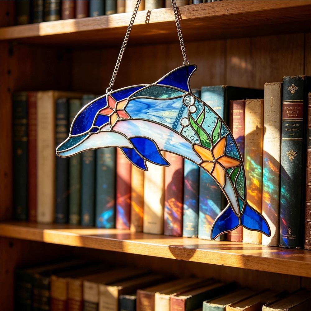 Dolphin Glass Suncatcher
