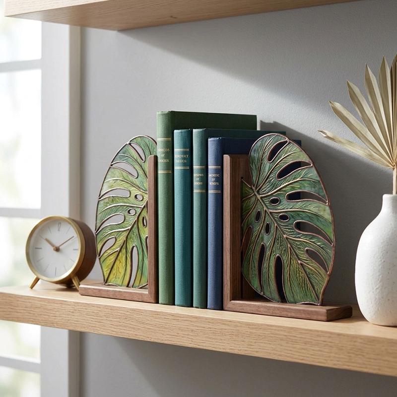 Monstera Glass Bookends