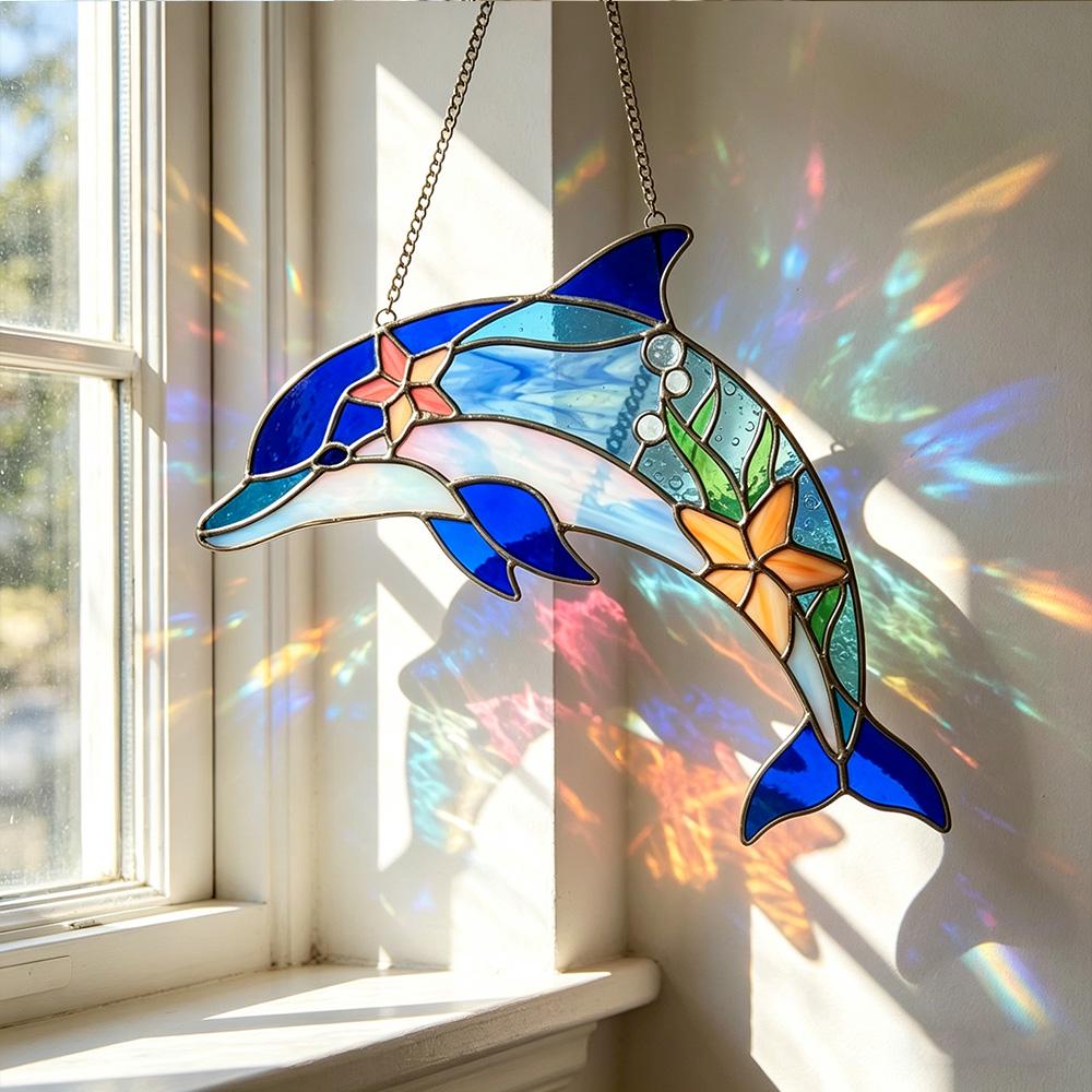 Dolphin Glass Suncatcher