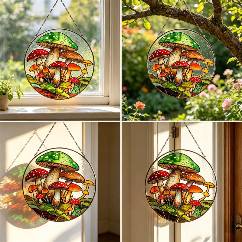 Mushroom Glass Suncatcher