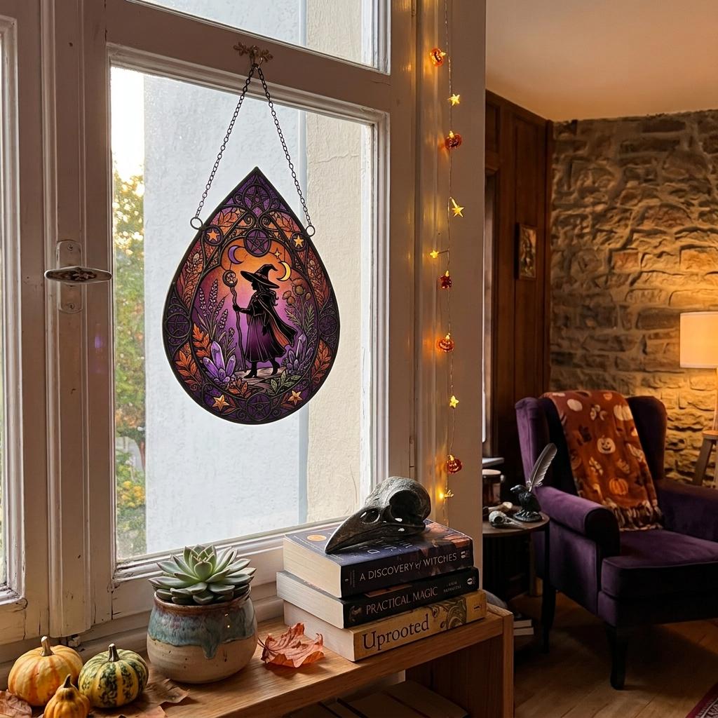 Celestial Witch Glass Suncatcher