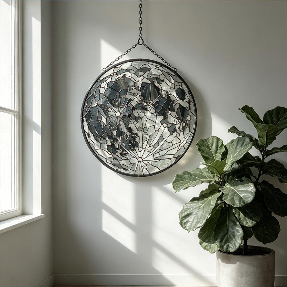 Round Floral Glass Art