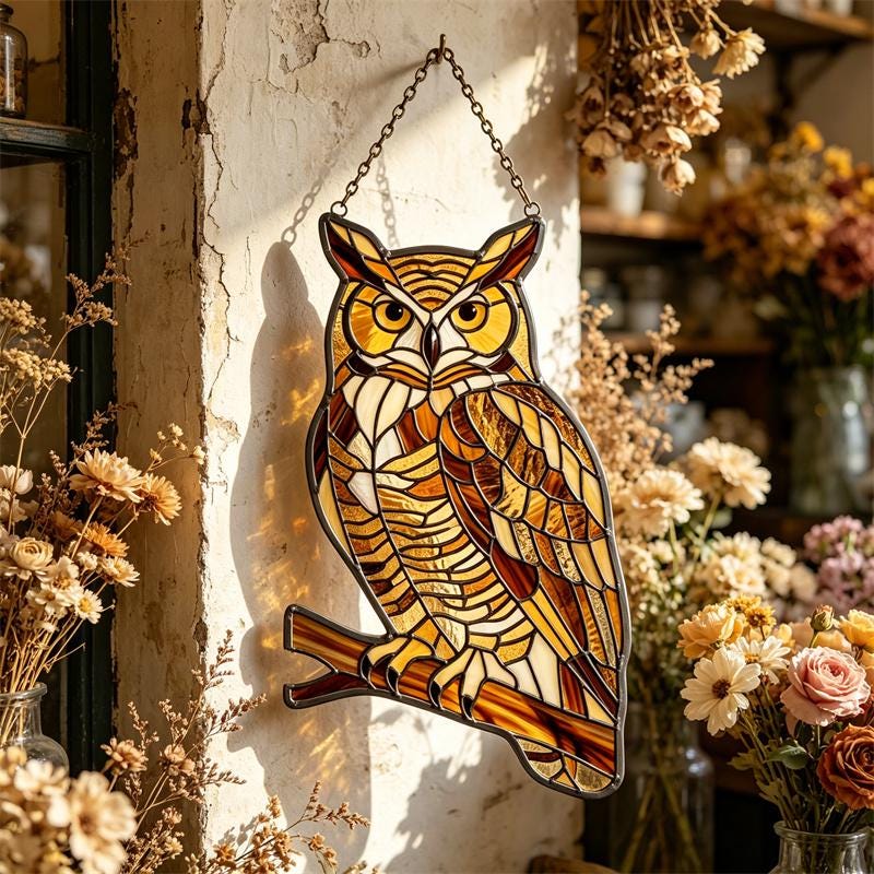 Owl Glass Suncatcher