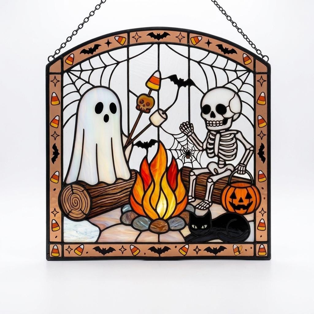 Skeleton Campfire Glass Decor