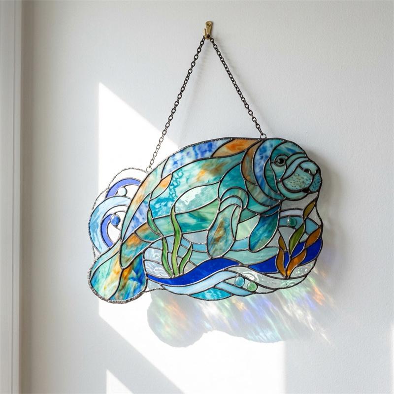 Manatee Glass Suncatcher