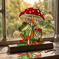 Frog and Mushroom Glass Decor