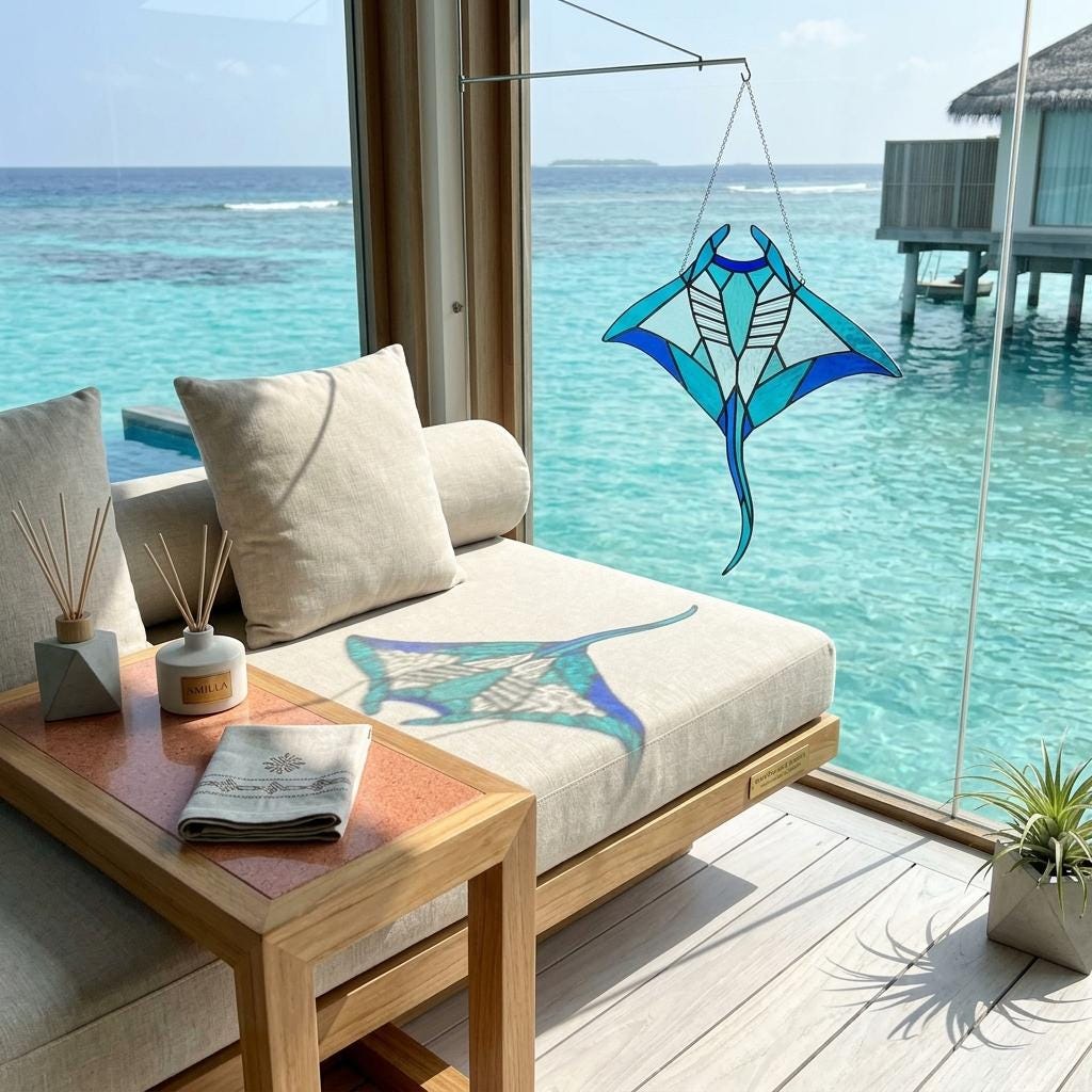 Manta Ray Glass Suncatcher