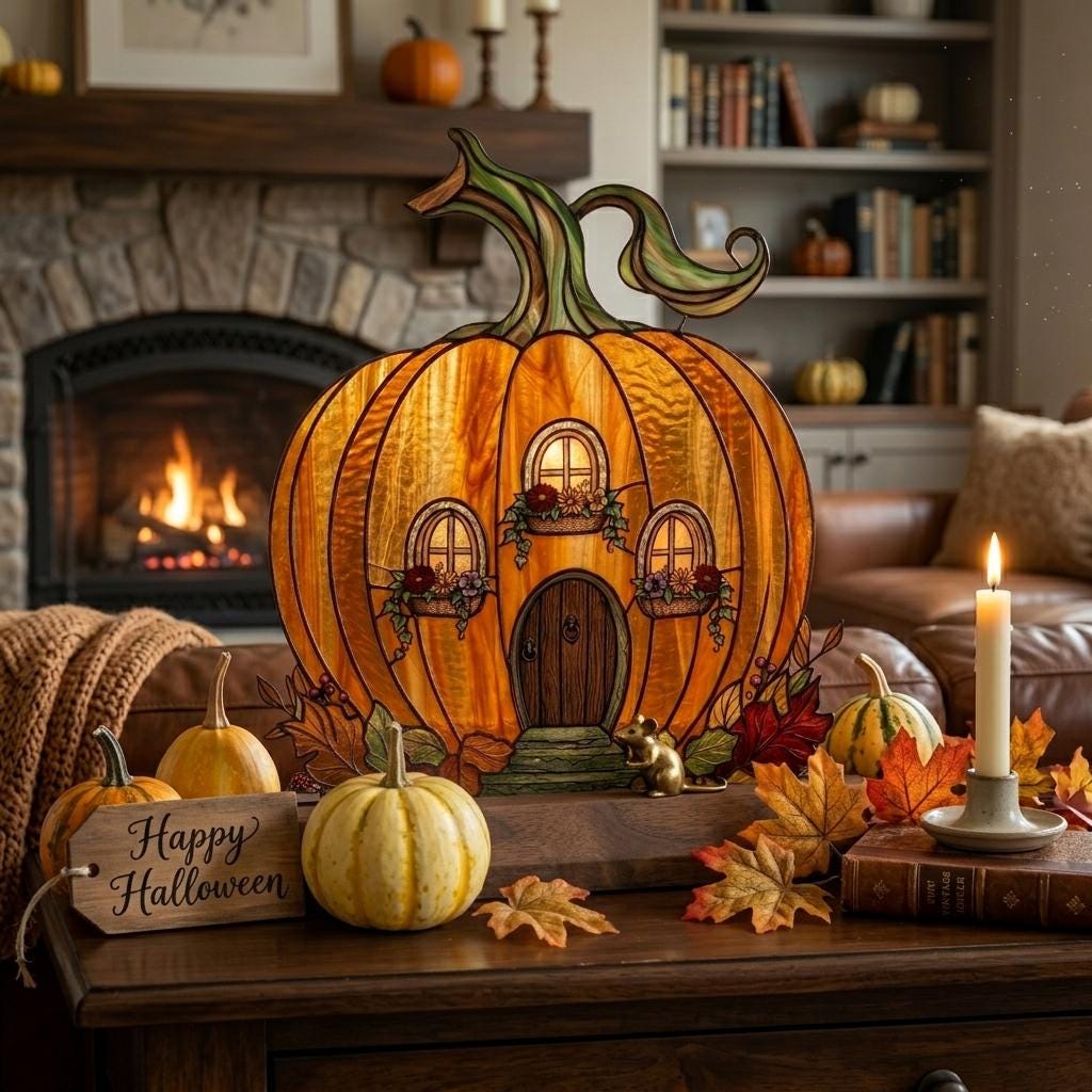 Pumpkin Fairy House Glass Decor