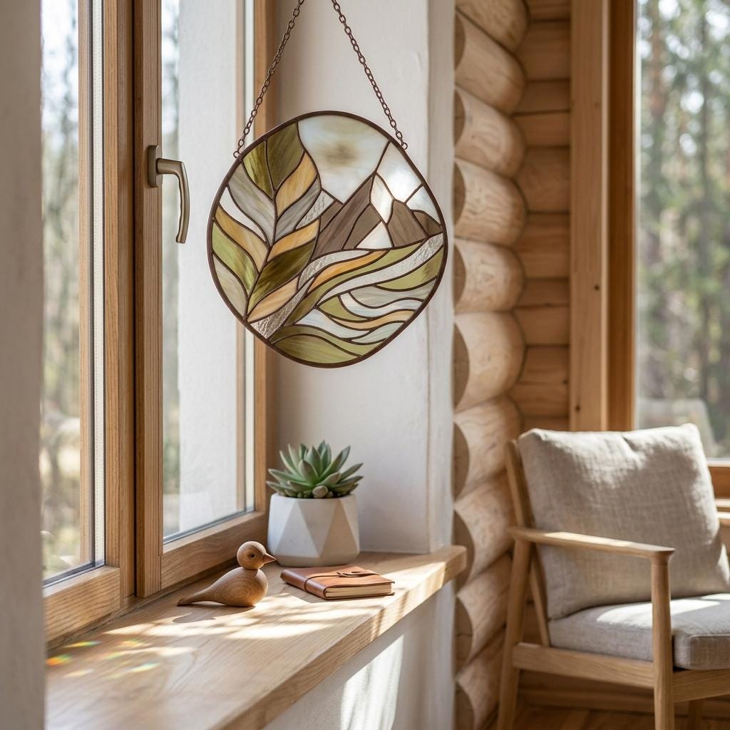 Alpine Mountain Glass Suncatcher