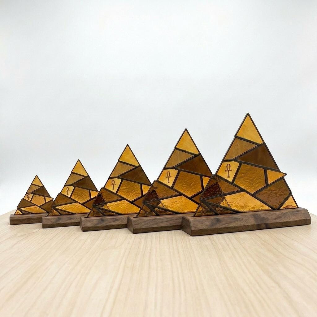 Pyramid and Ankh Glass Decor