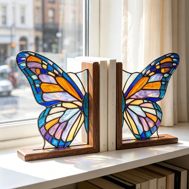 Butterfly Glass Bookends