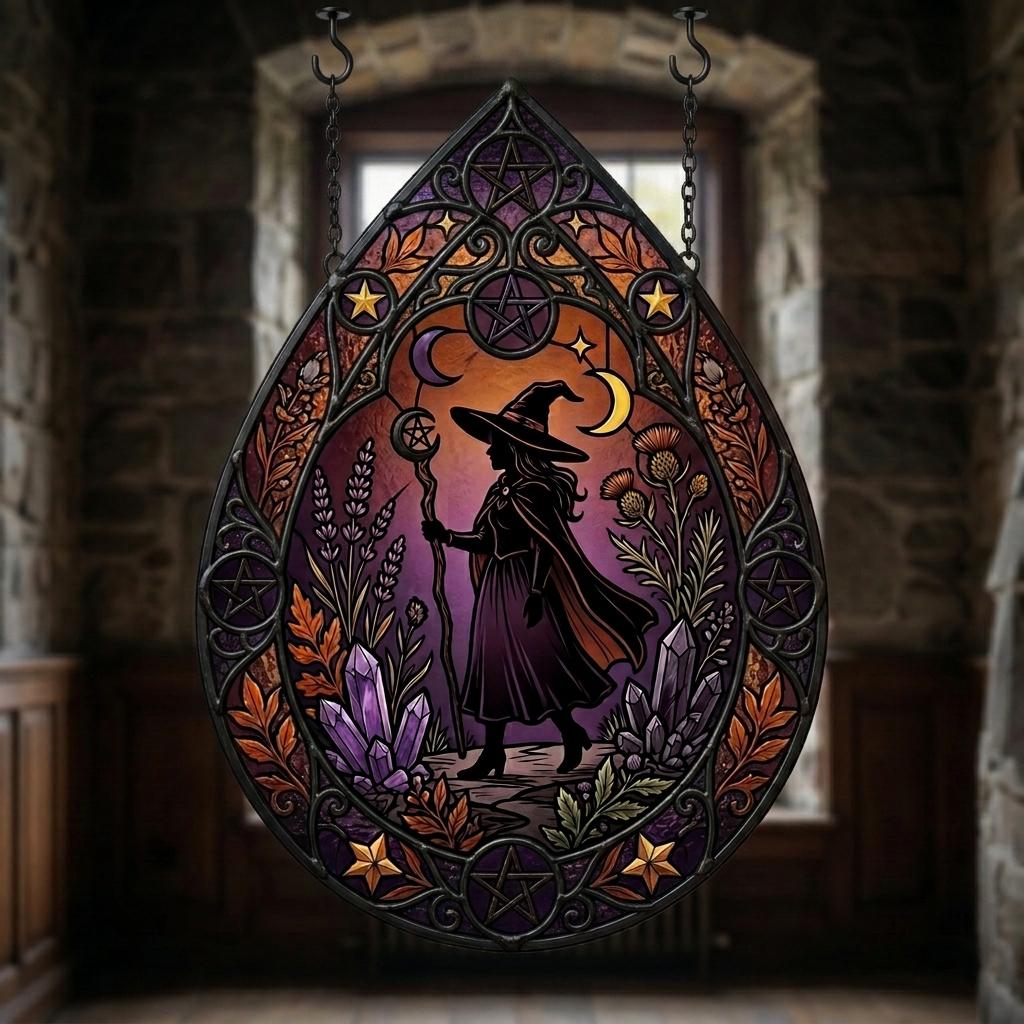 Celestial Witch Glass Suncatcher