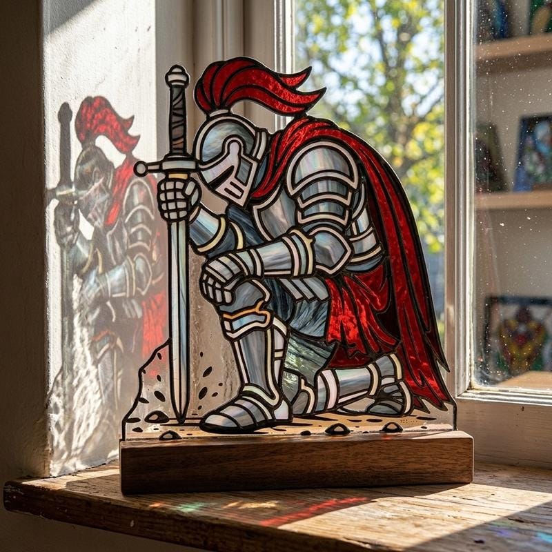 Medieval Knight Glass Art