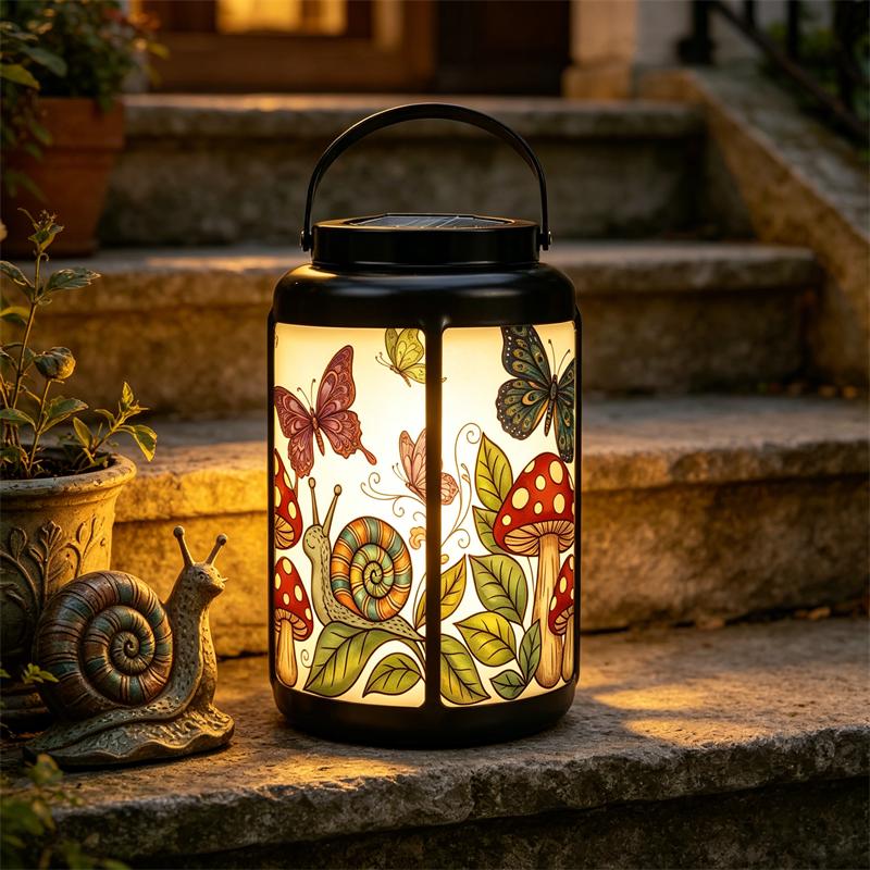 Butterfly Snail and Mushroom Solar Lantern