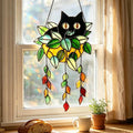 Black Cat Planter Glass Suncatcher