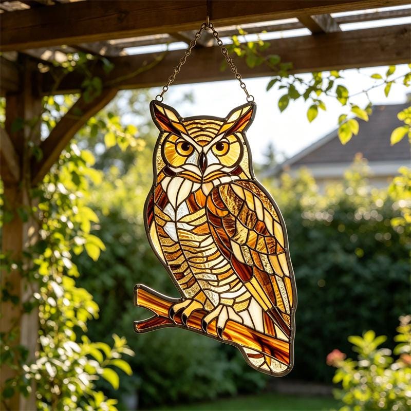 Owl Glass Suncatcher