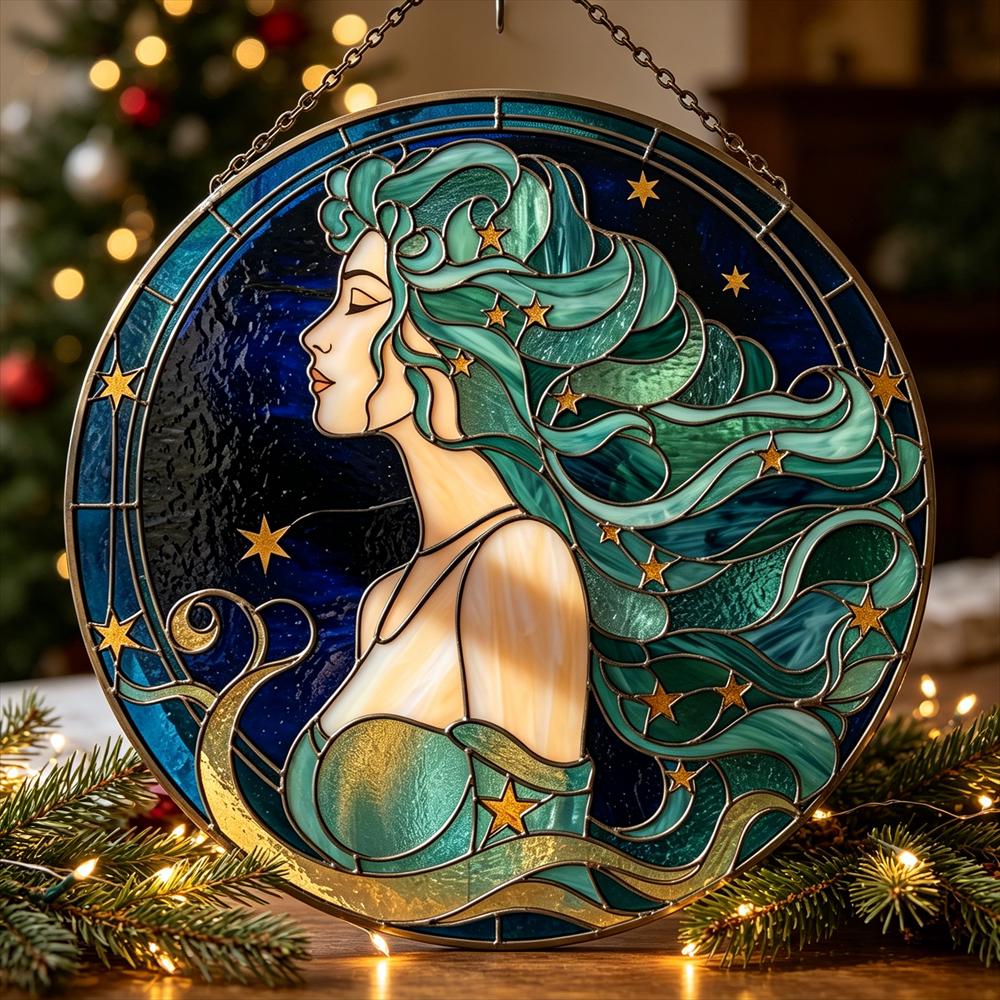 Starry-Haired Woman Glass Art