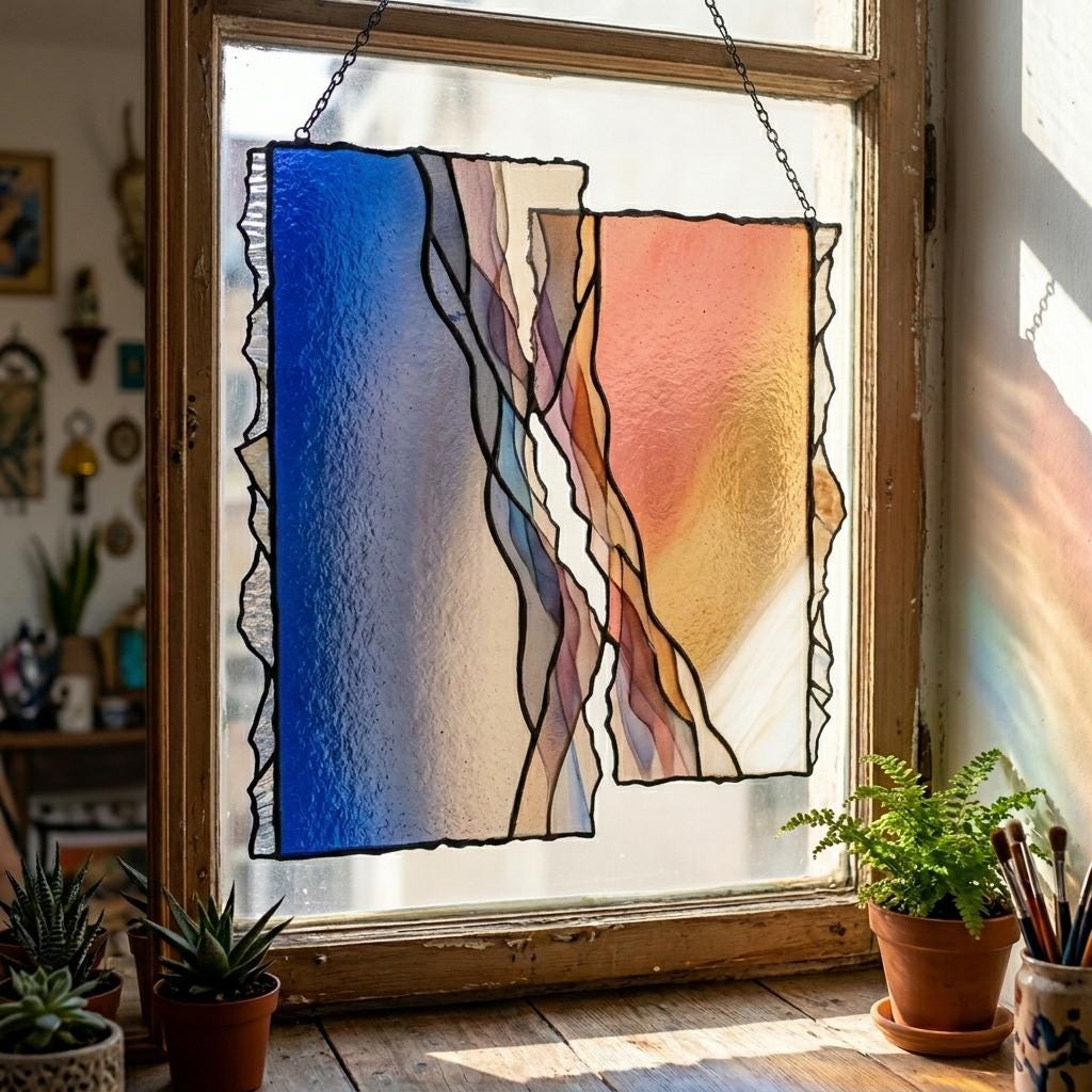 Geometric Sunset Glass Suncatcher