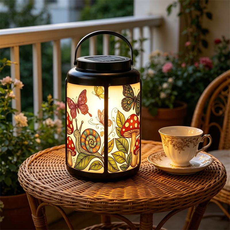 Butterfly Snail and Mushroom Solar Lantern