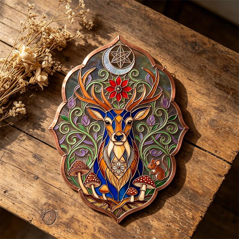 Celestial Deer Glass Suncatcher