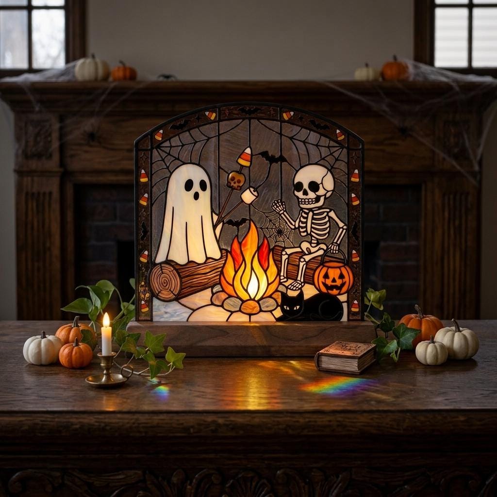 Skeleton Campfire Glass Decor