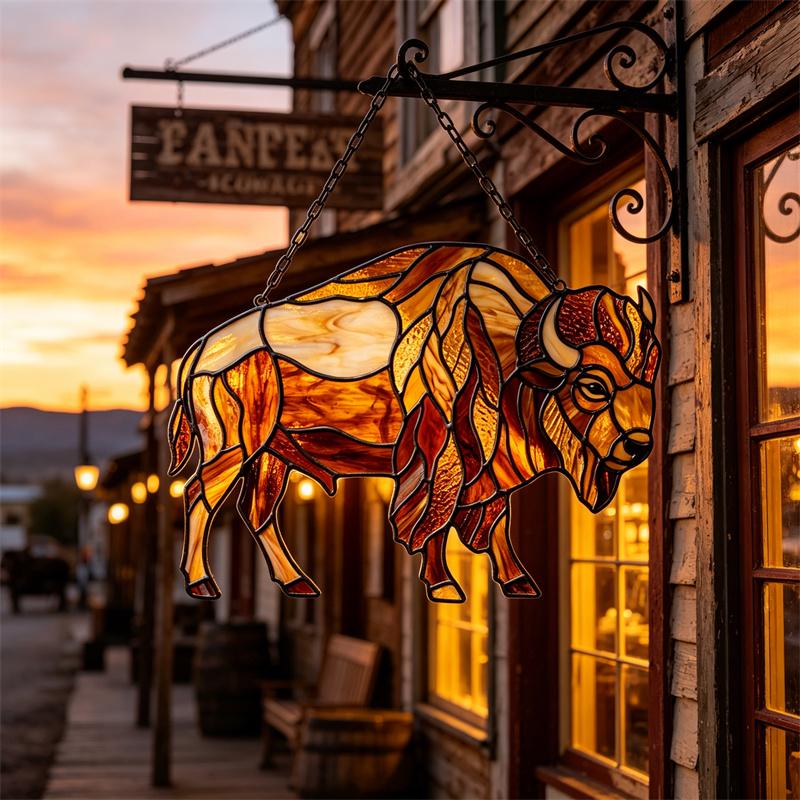 Bison Glass Suncatcher