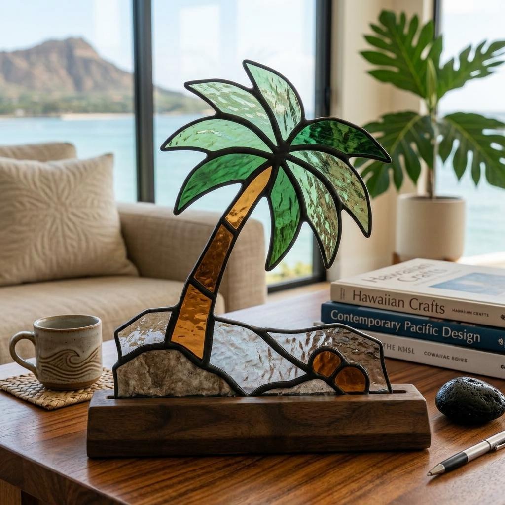 Tropical Palm Glass Decor