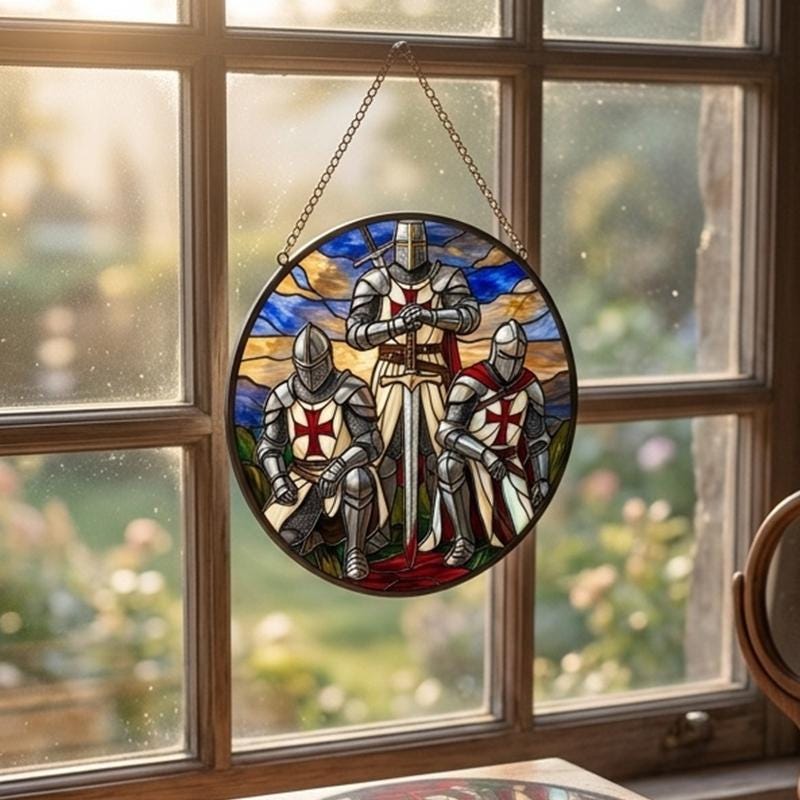 Templar Knights Glass Suncatcher