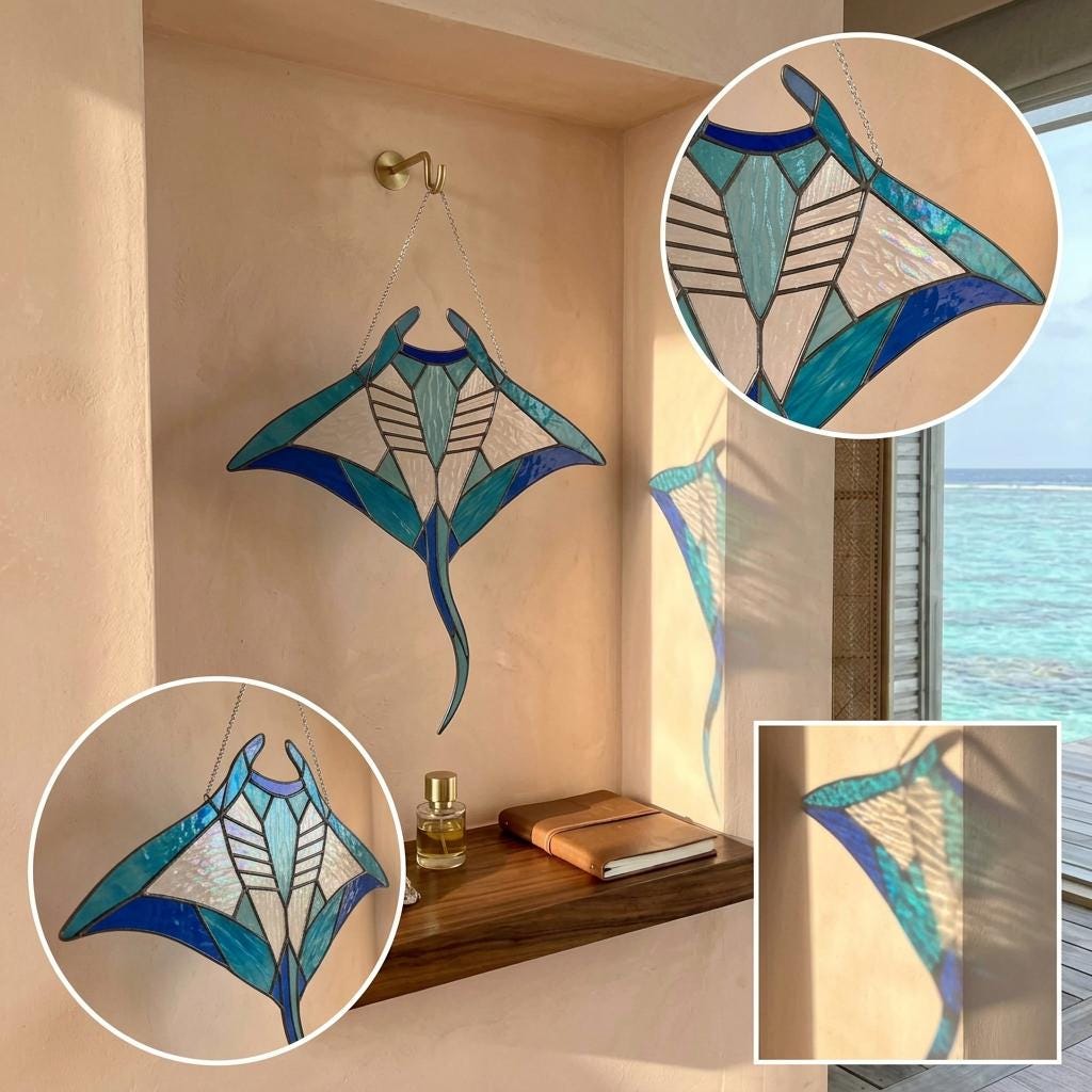 Manta Ray Glass Suncatcher