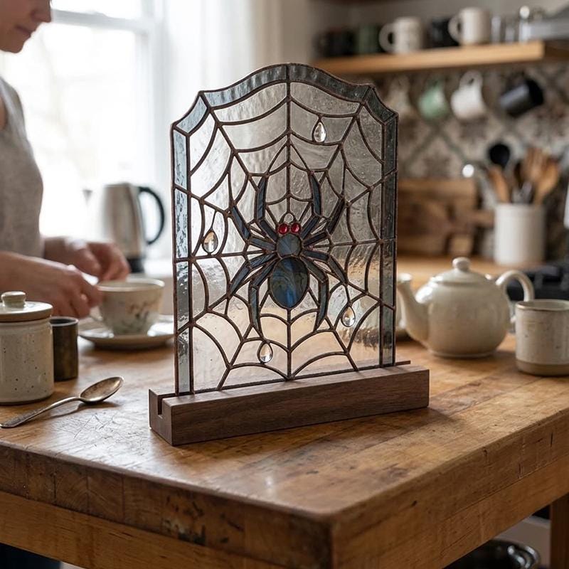 Spider Web Glass Decor