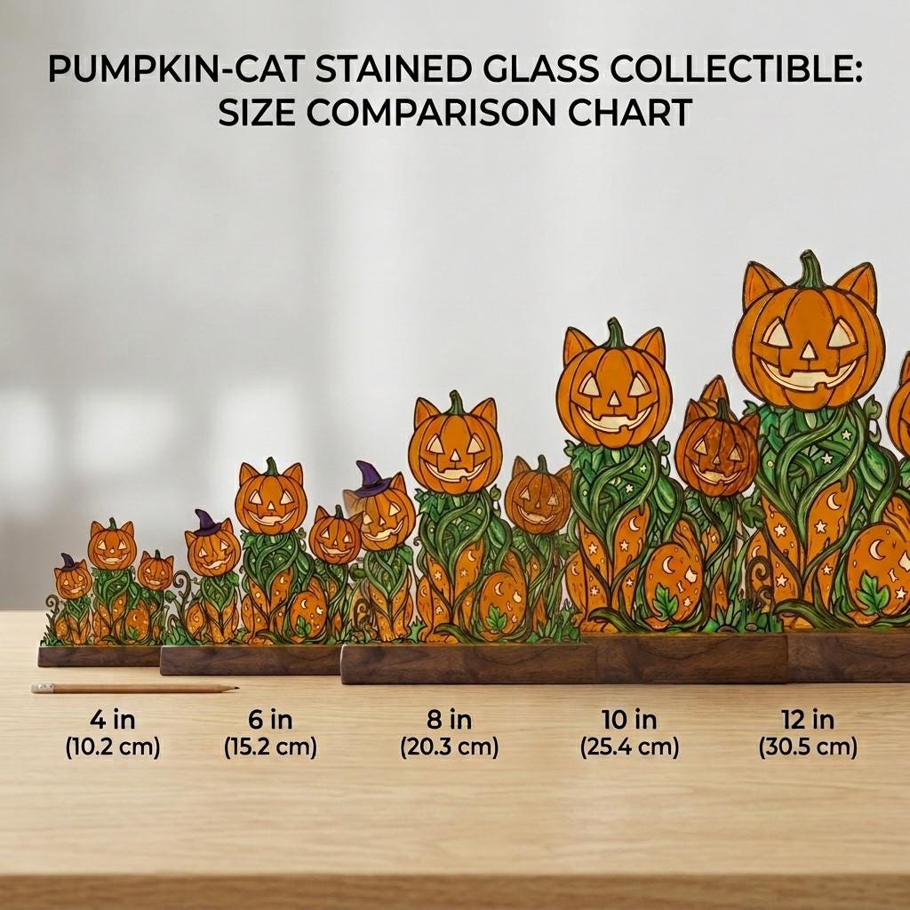 Pumpkin Cat Trio Glass Decor