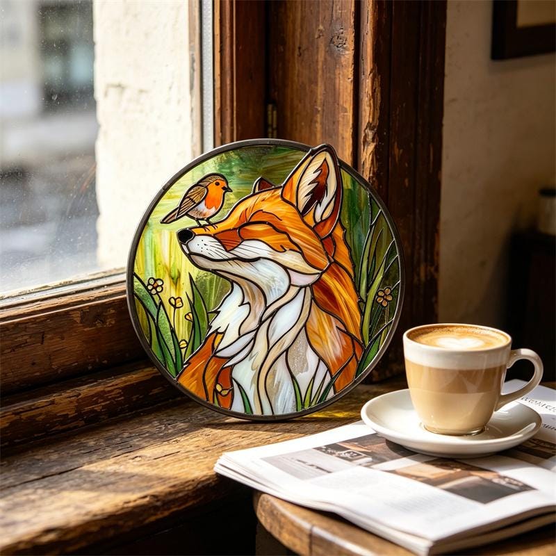 Fox & Robin Glass Suncatcher