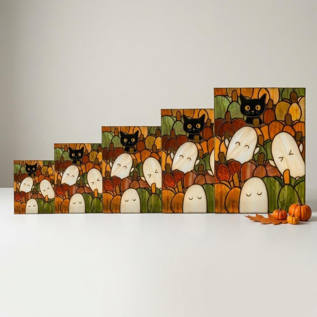 Black Cat Pumpkin Patch Suncatcher