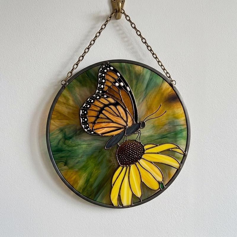 Monarch Butterfly Glass Suncatcher