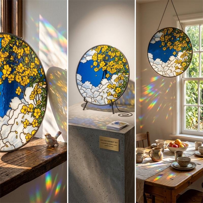 Yellow Flower Sky Glass Suncatcher