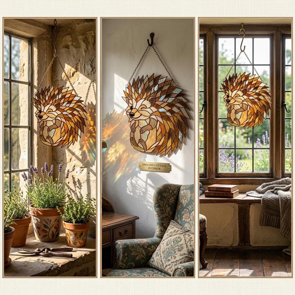 Hedgehog Glass Suncatcher