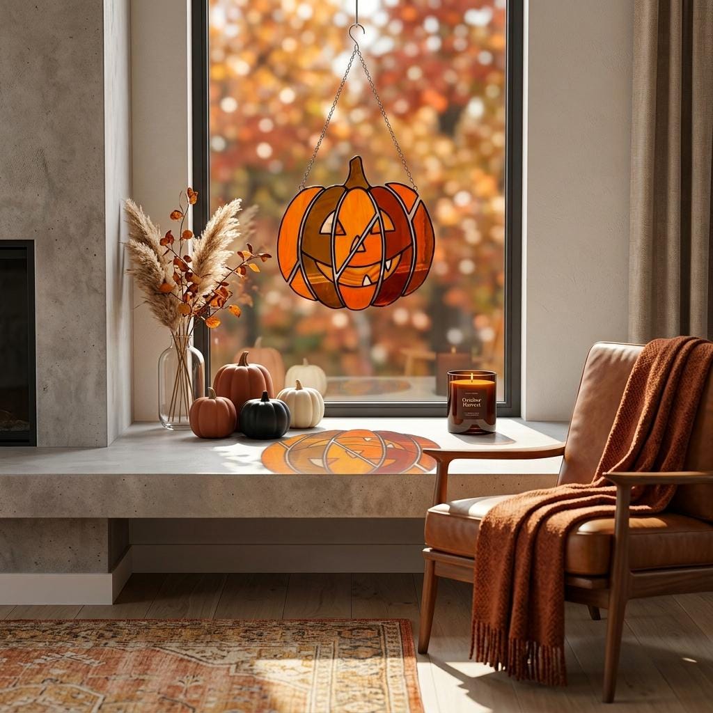 Deconstructed Pumpkin Glass Suncatcher
