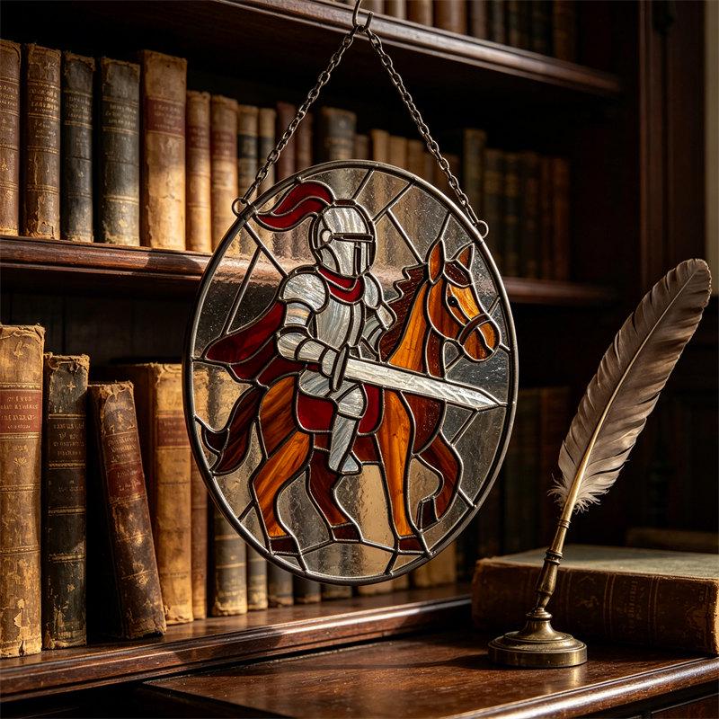 Knight on Horse Glass Wall Hanging