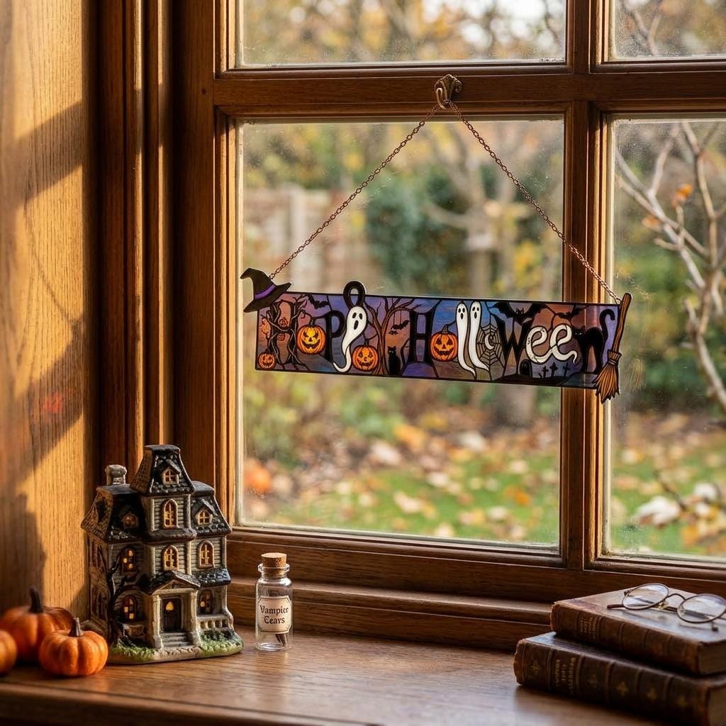 Happy Halloween Glass Suncatcher