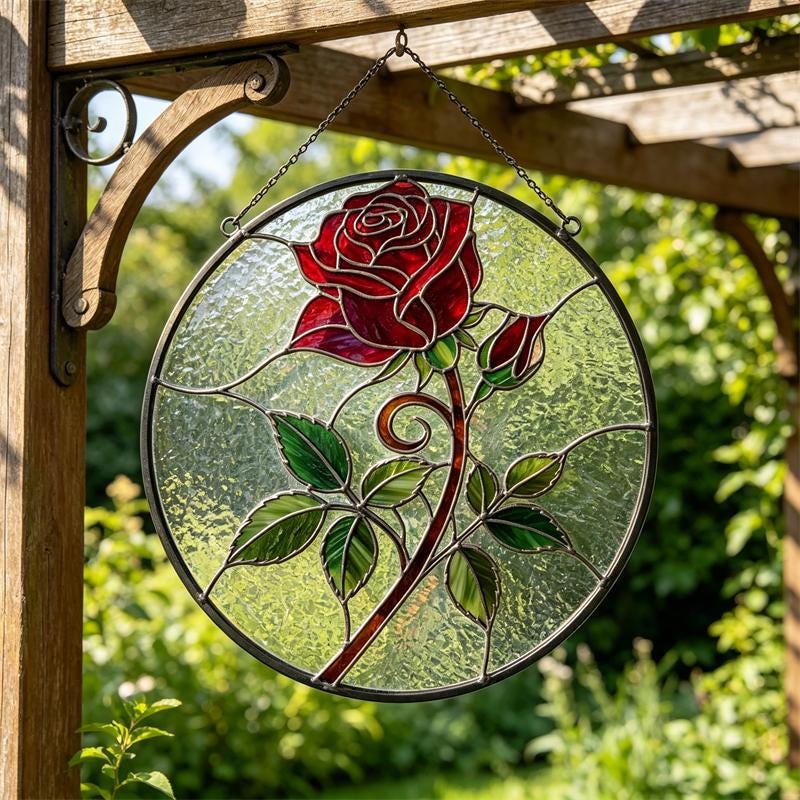 Rose Glass Wall Hanging