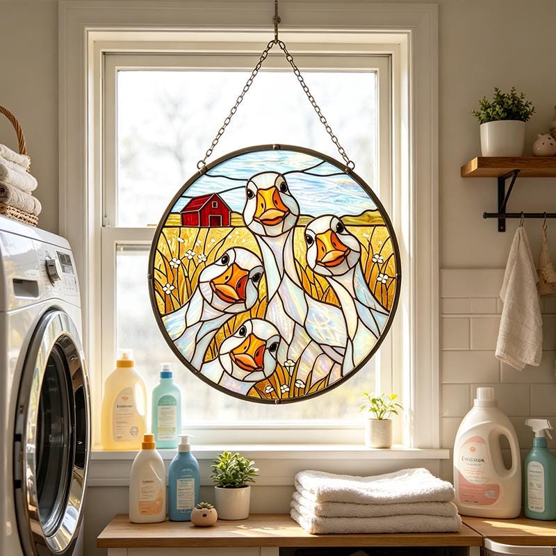 Goose Family Glass Suncatcher